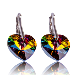 Stříbrné náušnice s krystaly Heart Vitrail Medium
