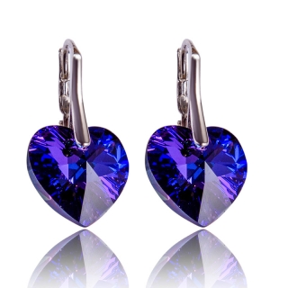 Stříbrné náušnice s krystaly Heart Heliotrop