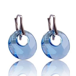 Stříbrné náušnice s krystaly Victory Aquamarine