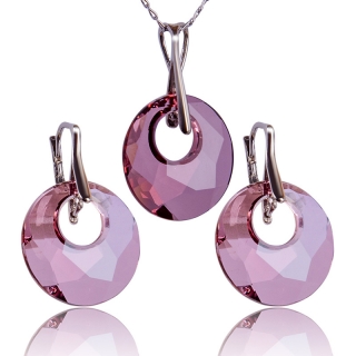 Stříbrná souprava s krystaly Victory Antique Pink