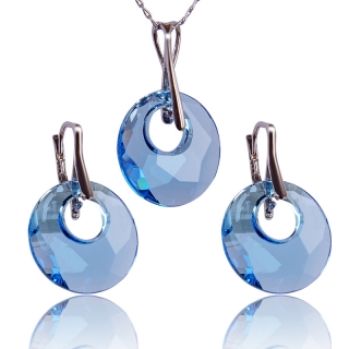 Stříbrná souprava s krystaly Victory Aquamarine