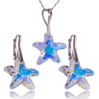 Stříbrná souprava s krystaly StarFish Aurore Boreale