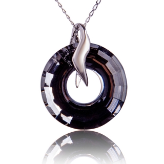 Náhrdelník s krystalem Disk Silver Night