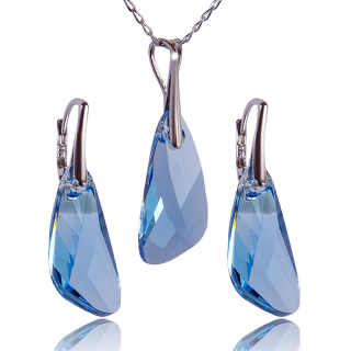 Stříbrná souprava s krystaly Wing Aquamarine