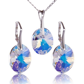 Stříbrná souprava s krystaly Oval Aurore Boreale