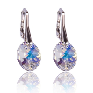 Stříbrné náušnice s krystaly Oval Aurore Boreale