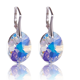 Stříbrné náušnice s krystaly Oval Aurore Boreale
